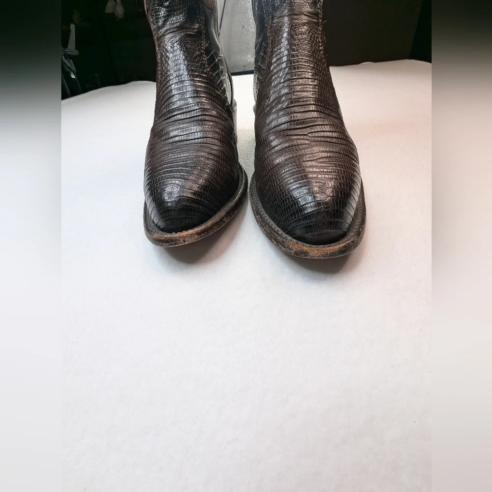 Tony Lama CZ813 Men's Exotic Collection Western Boot with Chocolate Teju Lizard - Picture 7 of 16